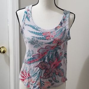 Loft sz S Grey w/blue and red swirl sleeveless top